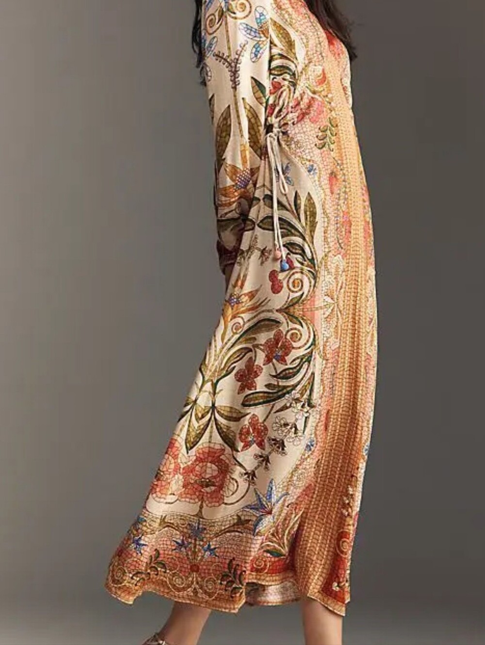 FARM Rio Coral and Cream Floral Long-Sleeve Maxi Dress - Picture 10 of 12